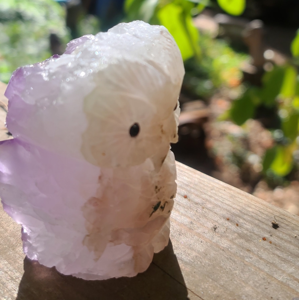 Cute raw Amethyst owl hancarved crystal 3" tall - Picture 7 of 10